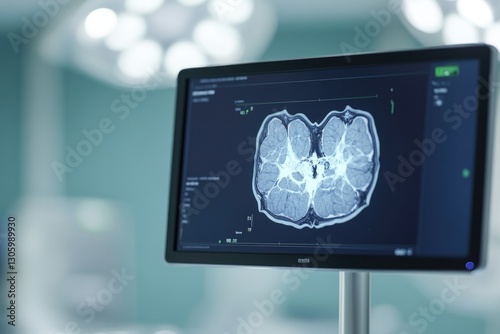detailed image of surgical monitor displaying magnified view of internal anatomy during procedure