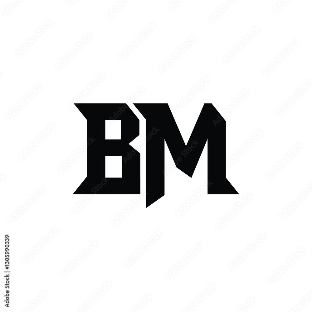 Obraz premium BM monogram logo design letter text name symbol monochrome logotype alphabet character simple logo