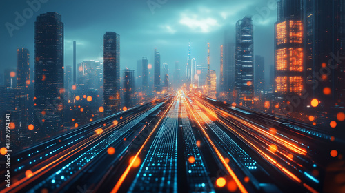 Solar Panels Integrated into a Futuristic Transportation Network