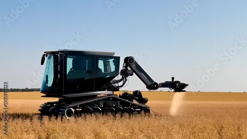 A robot measuring soil pH levels in various parts of a field, adjusting nutrient levels based on findings.
