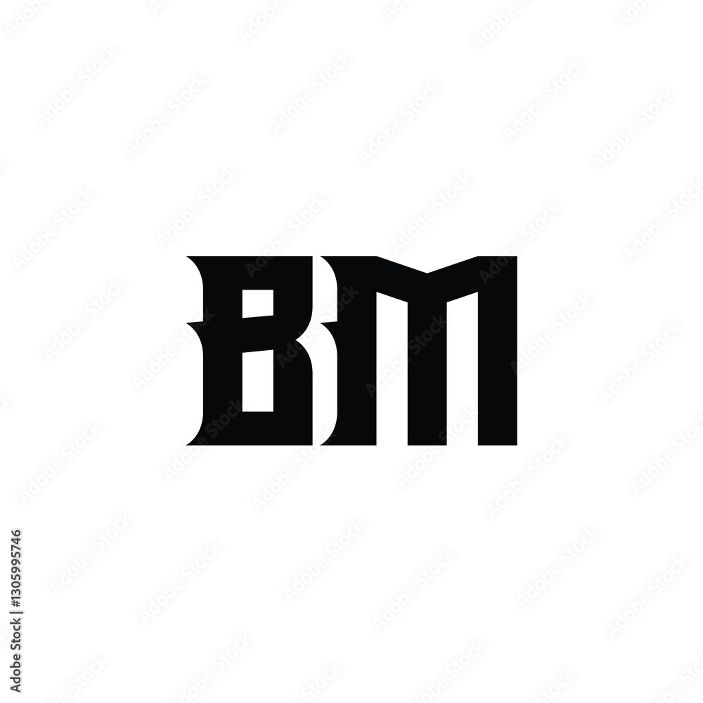 Obraz premium BM monogram logo design letter text name symbol monochrome logotype alphabet character simple logo