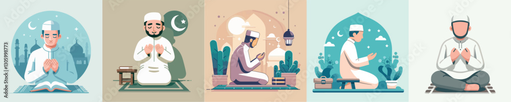 Vector image of Muslim man praying Vector image of Muslim man praying