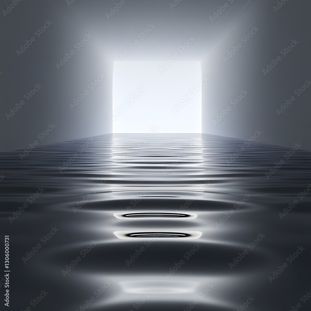 Obraz premium Serene Reflection Tranquil Water Surface under Ethereal Glow