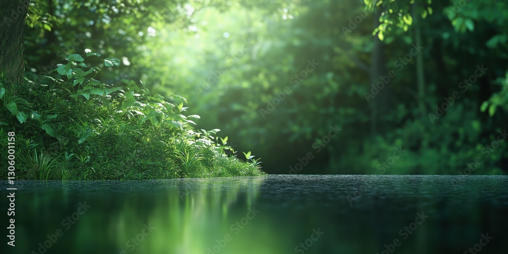 A tranquil forest scene, featuring lush greenery and reflective water, creating a serene ambiance that invites relaxation and connection with nature. A tranquil forest scene, featuring lush greenery and reflective water, creating a serene ambiance that invites relaxation and connection with nature.