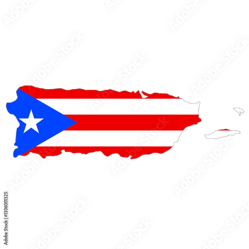 Puerto Rico flag on the map