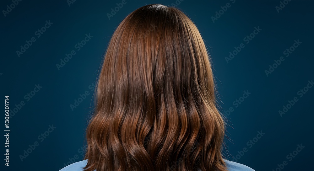 Naklejka premium Brunette flowing hair - inner radiance and natural beauty - beauty product campaign