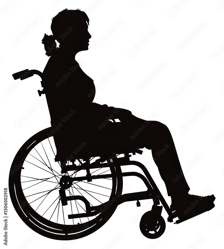 Fototapeta premium PNG Disabled woman silhouette wheelchair furniture.