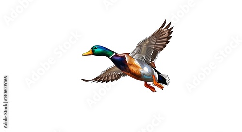 Illustration of a flying mallard duck - symbolizes freedom - suitable for nature themed illustrations