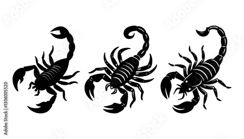 Set Of  Scorpion Silhouette Vector Illustration on white background