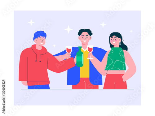 Teenagers partying illustration. Generation Z illustration. Flat vector illustration concept.