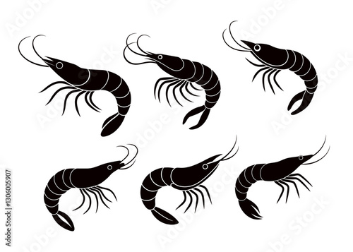shrimp silhouette vector logo illustration design set