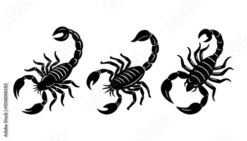 Set Of  Scorpion Silhouette Vector Illustration on white background