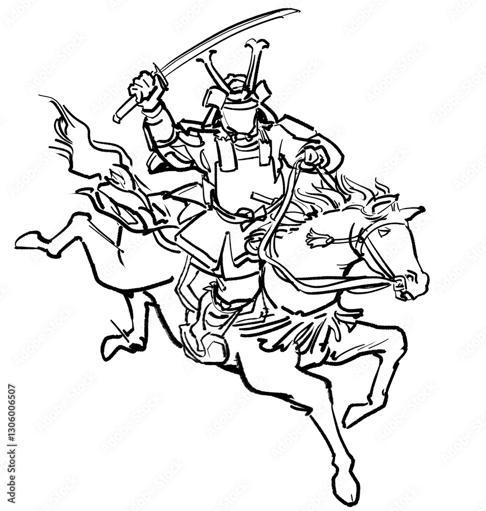 Fototapeta premium 谷落としの攻撃-線画