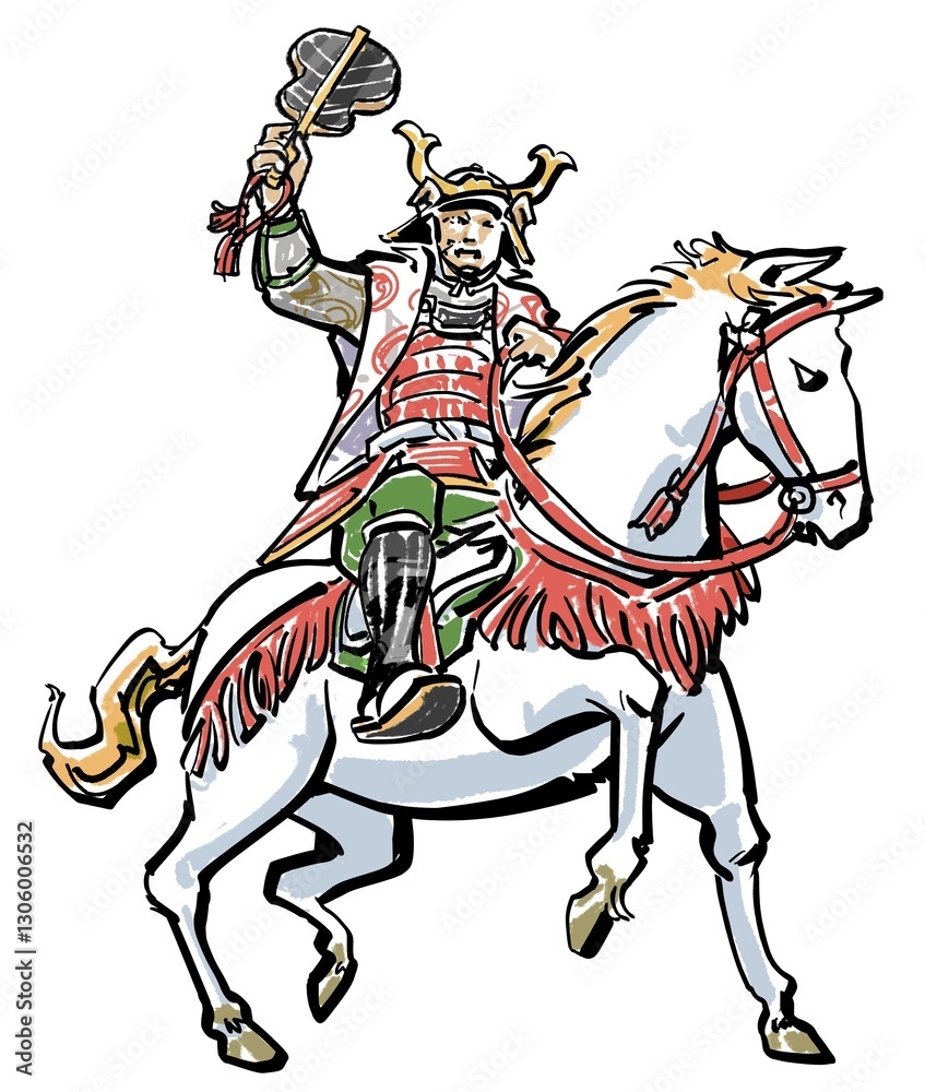 軍配をかざす将軍-カラー 軍配をかざす将軍-カラー