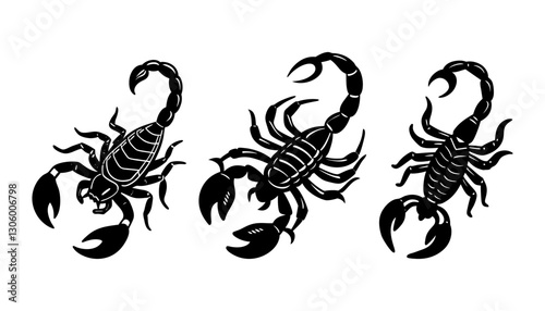 Set Of  Scorpion Silhouette Vector Illustration on white background