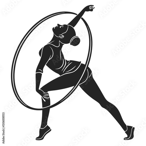 Gymnastic Rhythmic Hoop Silhouette vector illustration