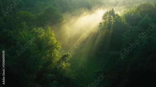 Wallpaper Mural Dawn Light Through Misty Forest Canopy Torontodigital.ca