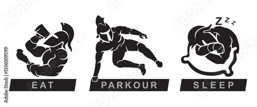Eat, Parkour, Sleep - Spartan Race Design Silhouette. Derived from my own sketch