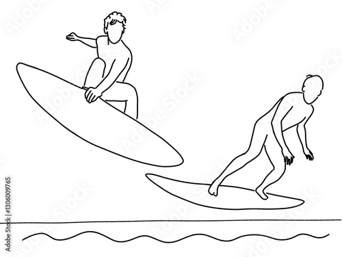 Photography Line art surfing at sea illustration