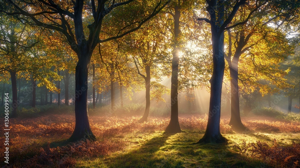 Obraz premium Twilight Mist in Mystical Forest