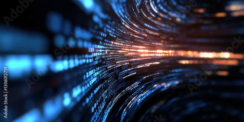An abstract representation of flowing digital lights, creating a mesmerizing visual of movement and energy, symbolizing the pulse of modern technology and innovation.
