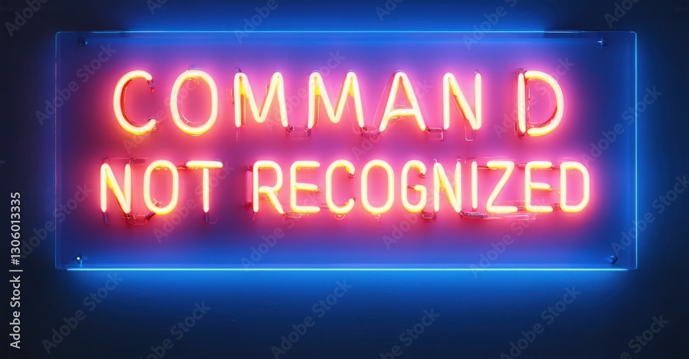 Neon sign command not recognized muted coral electric indigo illuminating lonely road stretching endlessly lit horizon Neon sign command not recognized muted coral electric indigo illuminating lonely road stretching endlessly lit horizon