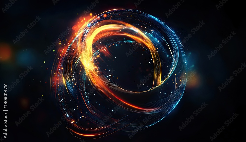 Abstract swirling rings of light and fire Abstract swirling rings of light and fire