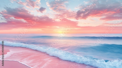 Pastel Sunrise Beach Seascape