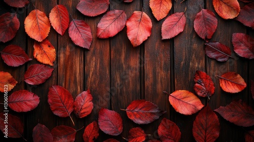 Autumn leaves on dark wood background, natural backdrop, autumnal design, for fall advertisement