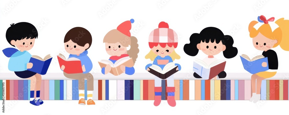 Children Reading Books Pixel Art Illustration Children Reading Books Pixel Art Illustration