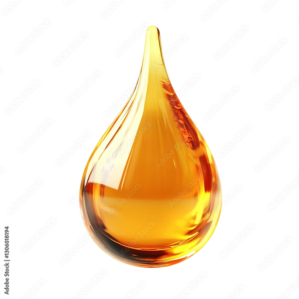 Photorealistic glossy yellow oil drop isolated on transparent background Photorealistic glossy yellow oil drop isolated on transparent background