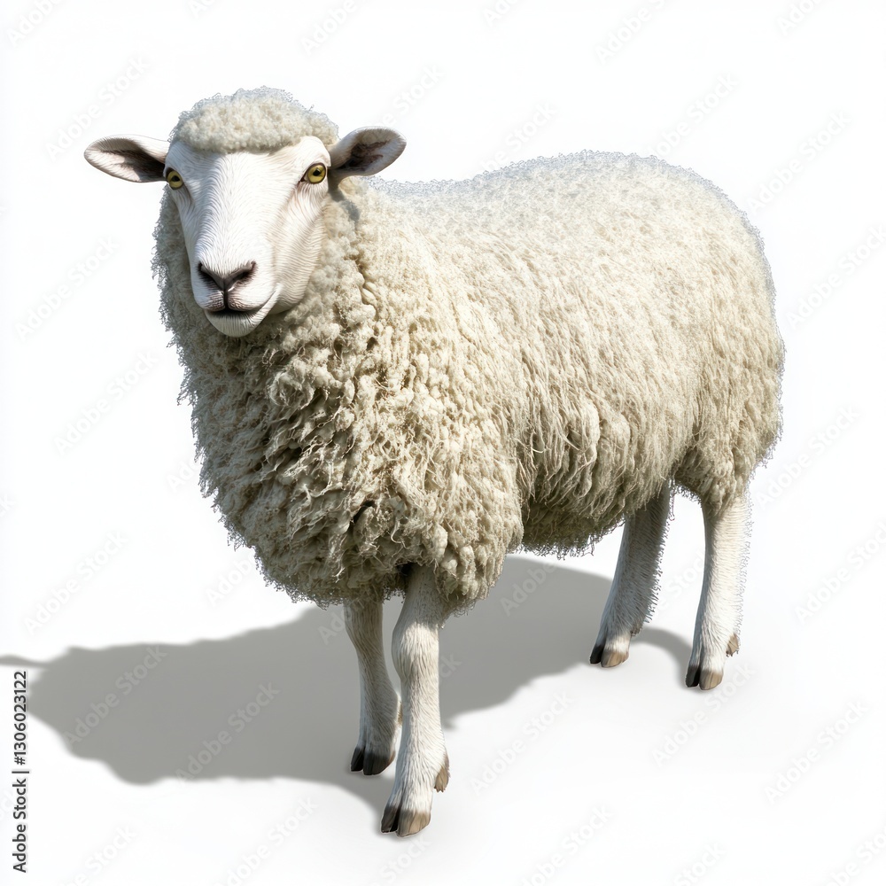 Fototapeta premium Sheep transparent PNG with shadow