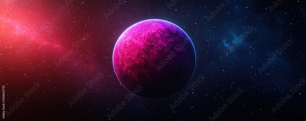 Fototapeta premium Universe Expansion Dynamics Concepts. Vibrant planet surrounded by a colorful cosmic background.