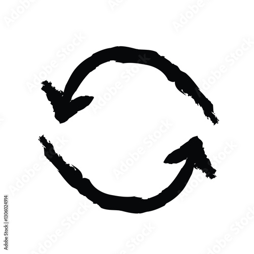 Data synchronize isolated icon, rotate linear icon, sync outline vector icon with editable brush stroke