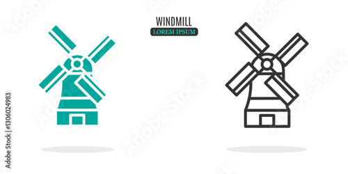 Illustration symbol. Windmill abstract illustration design. Stock vector icon.