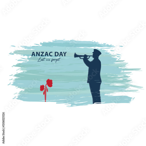 Anzac day with beauty landscape vector. Remembrance day symbol. Lest we forget. Anzac day background with soldier.	
