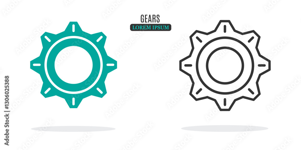 Illustration symbol. Gears abstract illustration design. Stock vector icon.