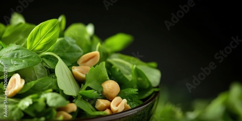 A visually appealing bowl filled with fresh greens and peanuts captures the essence of healthy eating, showcasing vibrant colors and textures that delight the senses.