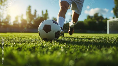 People playing soccer game in field.