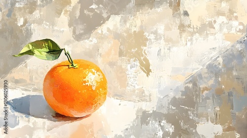 Vibrant Orange Still Life Painting, Impasto Texture