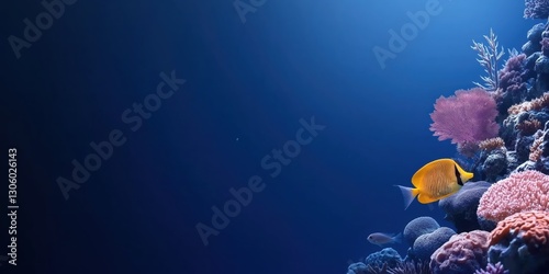 This stunning underwater scene captures a vibrant coral reef inhabited by colorful tropical fish, showcasing the rich biodiversity of marine life in a tranquil environment.