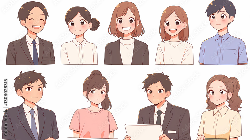 Group of diverse individuals in professional and casual attire smiling and engaging in conversation Group of diverse individuals in professional and casual attire smiling and engaging in conversation
