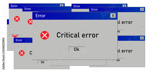 Critical error message old windows vector illustration