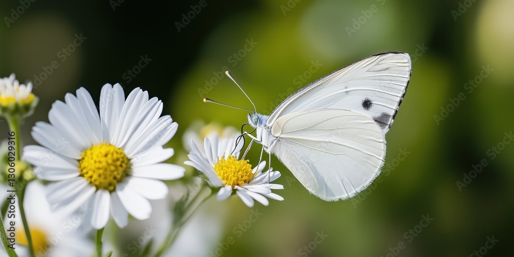 A stunning close-up of a white butterfly gracefully perched on flower petals, showcasing the intricate details of its wings and the beauty of nature in bloom. A stunning close-up of a white butterfly gracefully perched on flower petals, showcasing the intricate details of its wings and the beauty of nature in bloom.