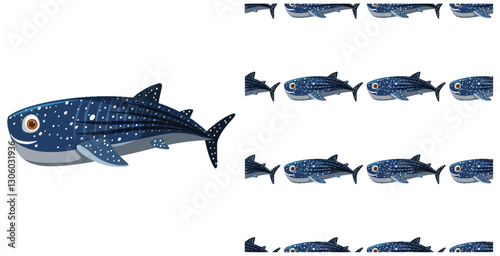 Seamless Whale Shark Pattern Illustration