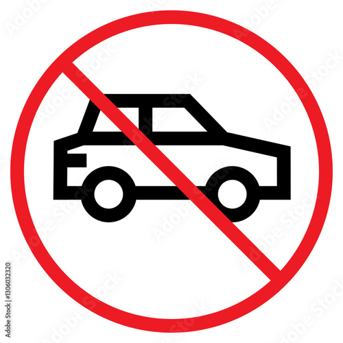 Illustration of No Car Allowed Sign Icon