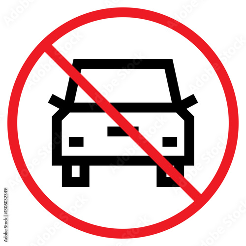 Illustration of No Car Sign Icon
