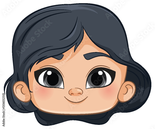 Smiling Girl Cartoon Portrait