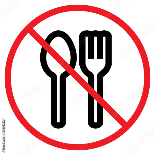 Illustration of No Eating Sign Icon