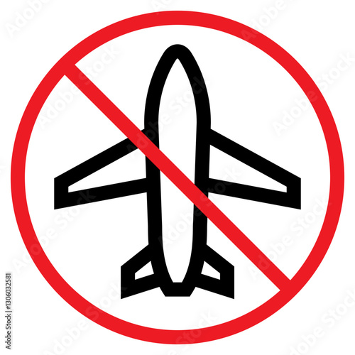 Illustration of No Flying Sign Icon